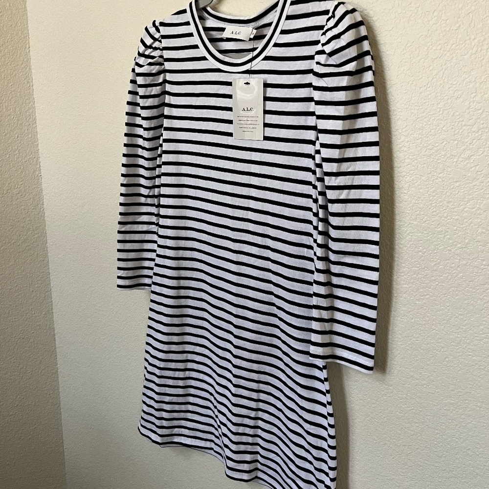 NWT A.L.C | Classic Kidman Jersey Knit Dress in Black and White Stripe | Size S - Picture 7 of 12